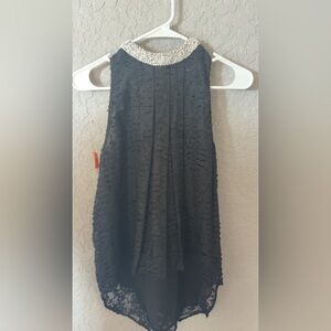 Elegant Black Textured Sleeveless Top Size 0